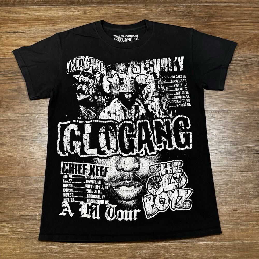 Glo Gang Chief Keef A Lil Tour T Shirt Mens S Black Double Sided Rap Tee